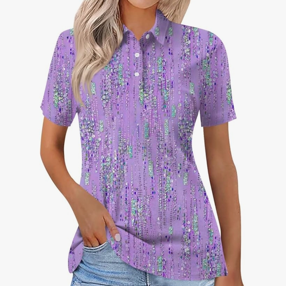 Purple Patterned Golf Women's Top